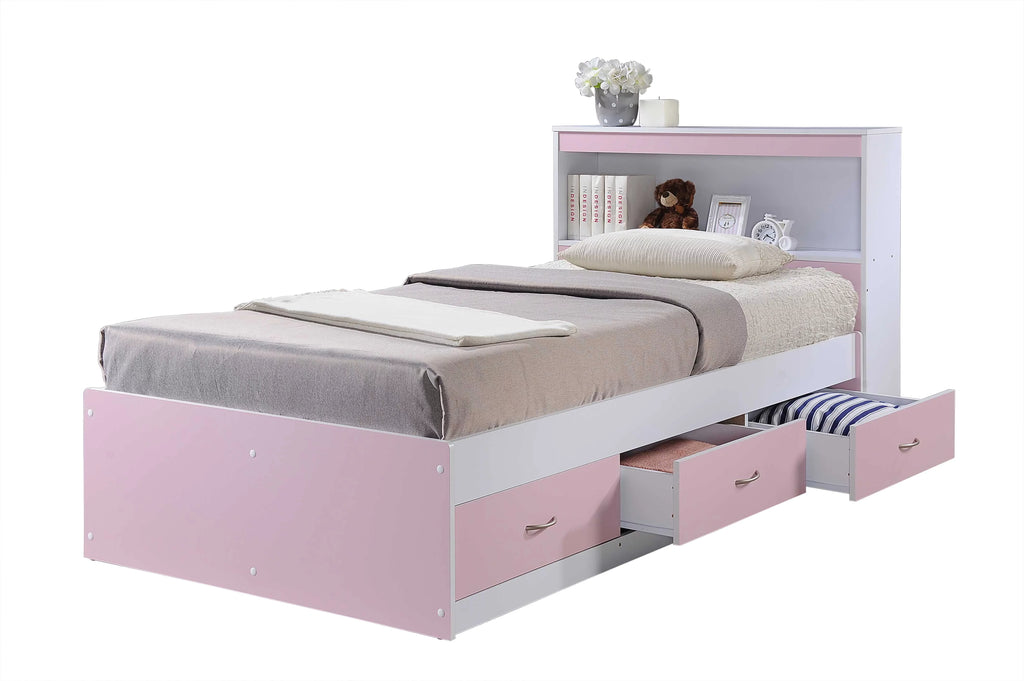 Black Twin-Size Captain Bed with 3 Drawers and Headboard A466690