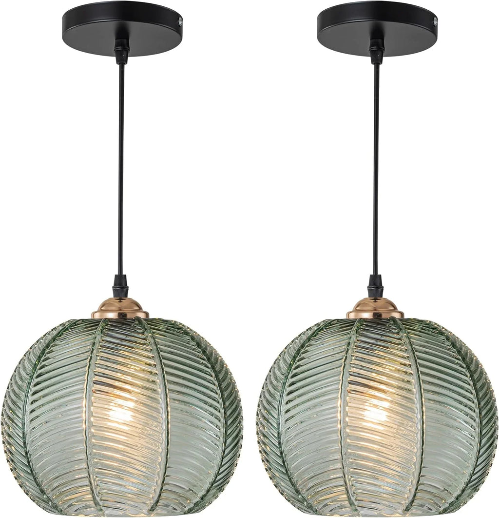 Green Glass Pendant Light Fixtures 2-Pack P956735
