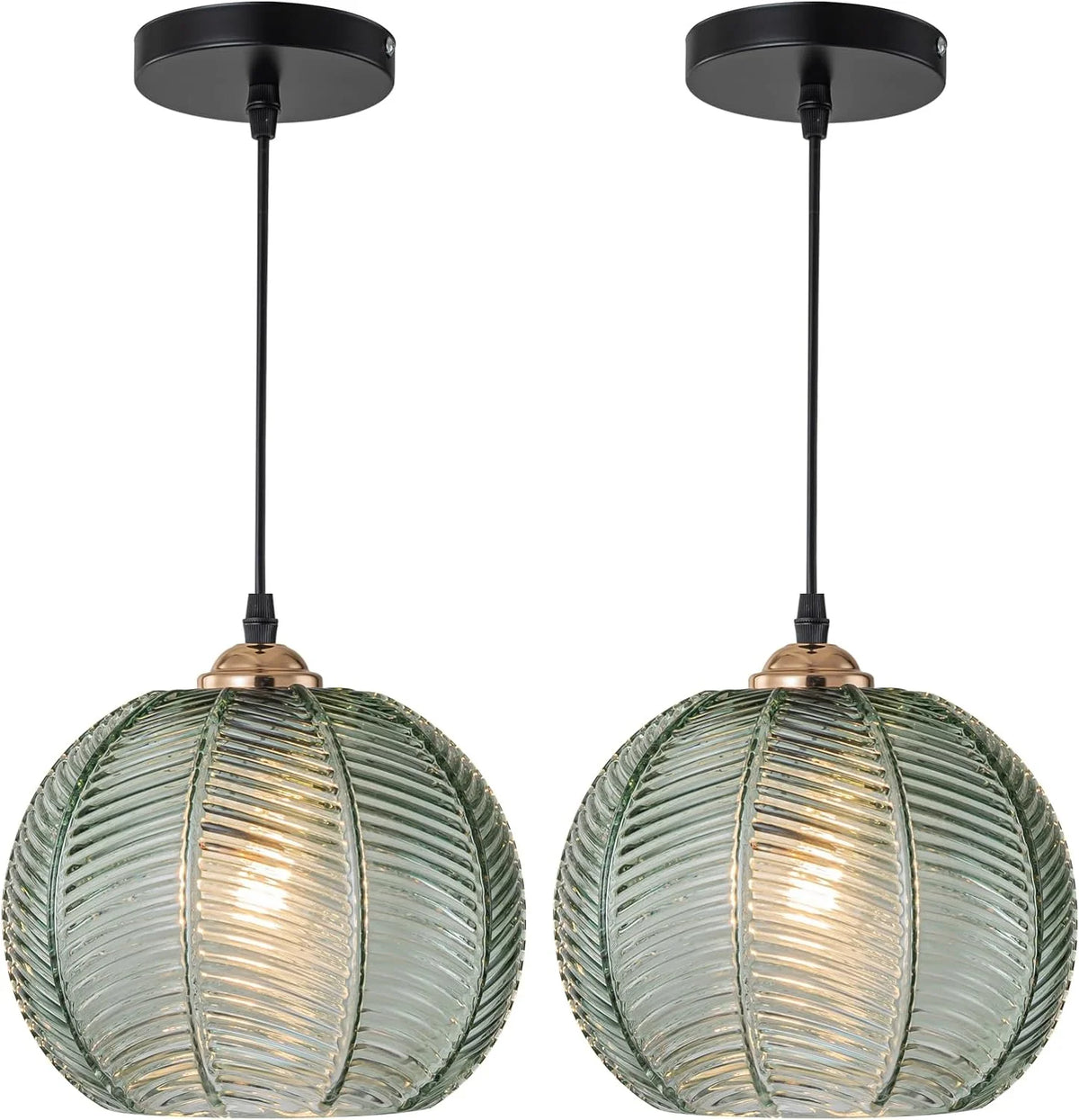 Green Glass Pendant Light Fixtures 2-Pack P956735