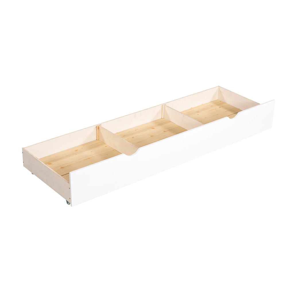 White Wooden L-Shaped Twin Over Twin Bunk Beds with Storage Drawers Q861