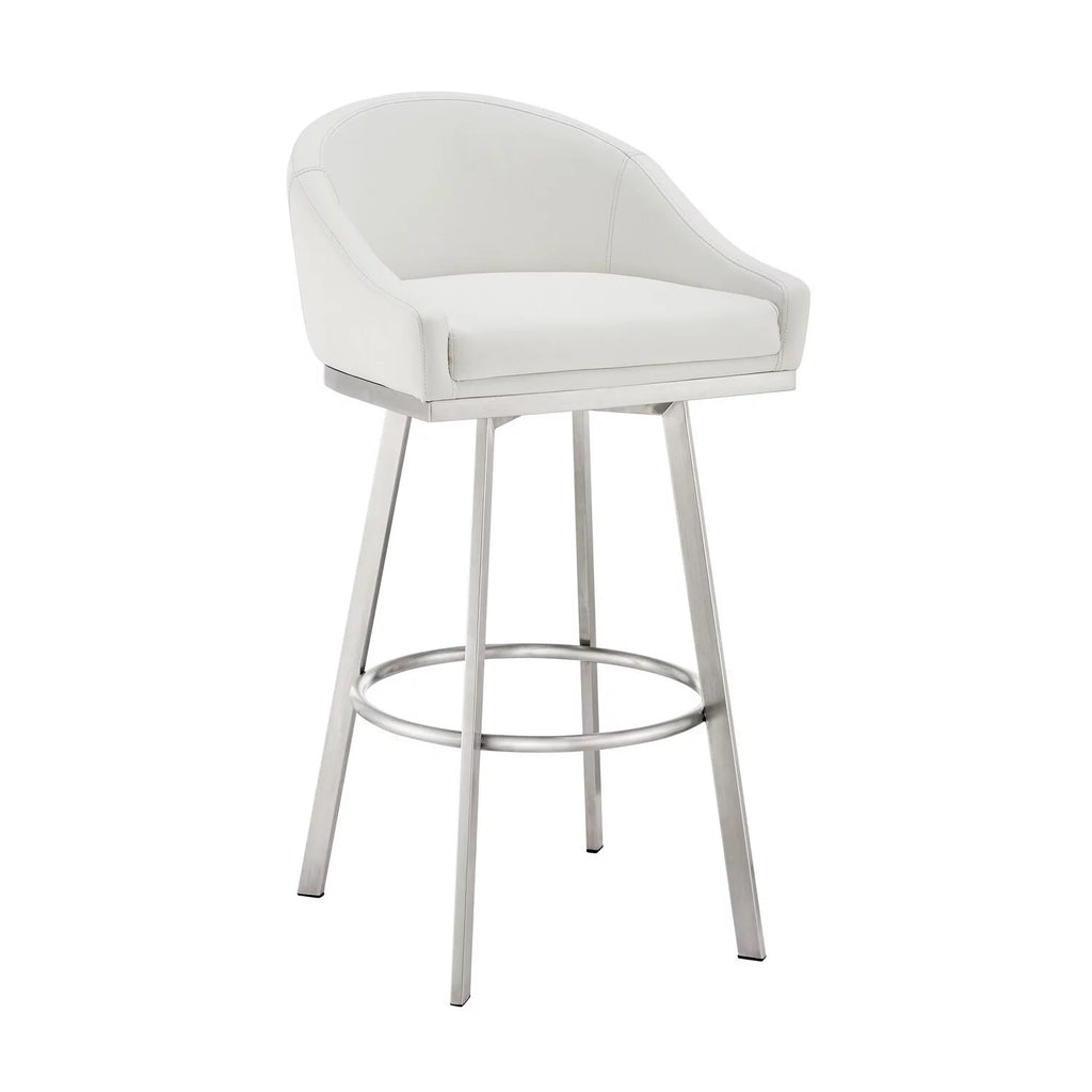 26 Inch Swivel Counter Stool Chair White Faux Leather S9635