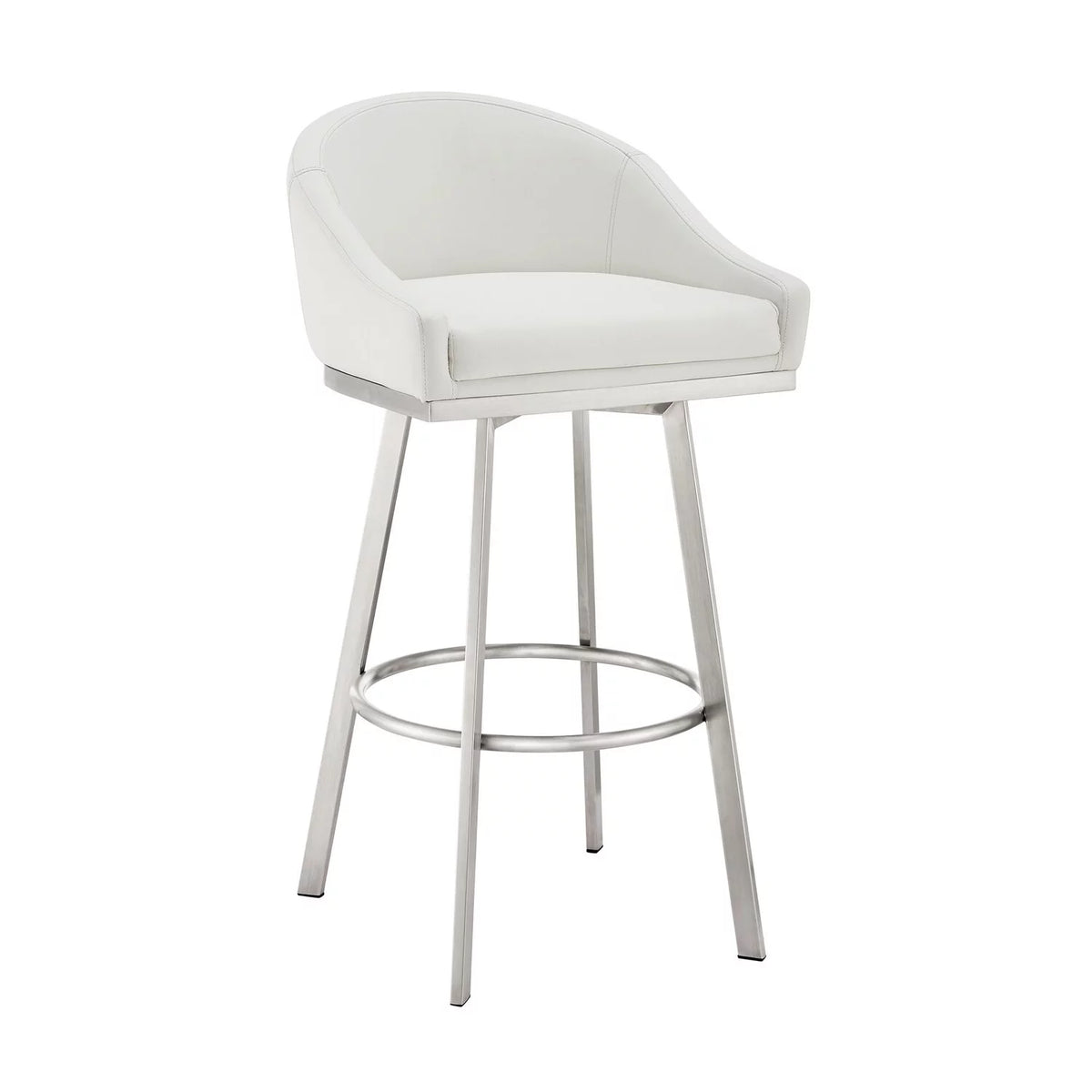 26 Inch Swivel Counter Stool Chair White Faux Leather S9635
