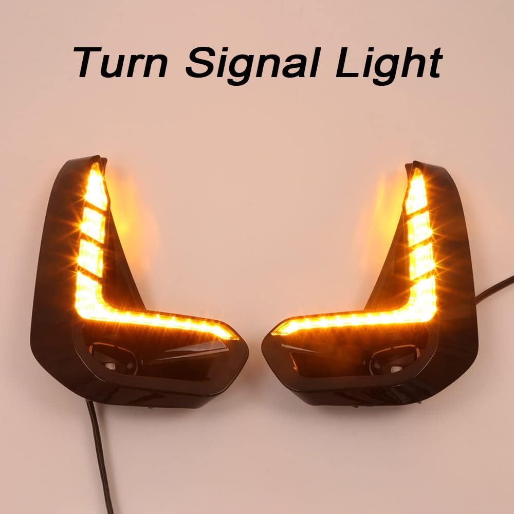 LED DRL Daytime Running Light 2pcs 6000K White Yellow Turn Signals Q140378