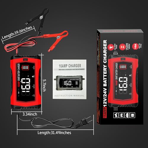 16 Amp 6V 12V 24V Battery Charger G89035