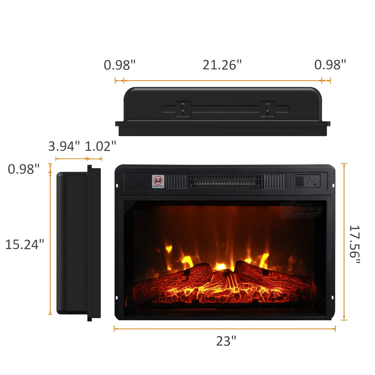 Gray Fireplace TV Stand with 23" Electric Fireplace and Storage Cabinet L3154