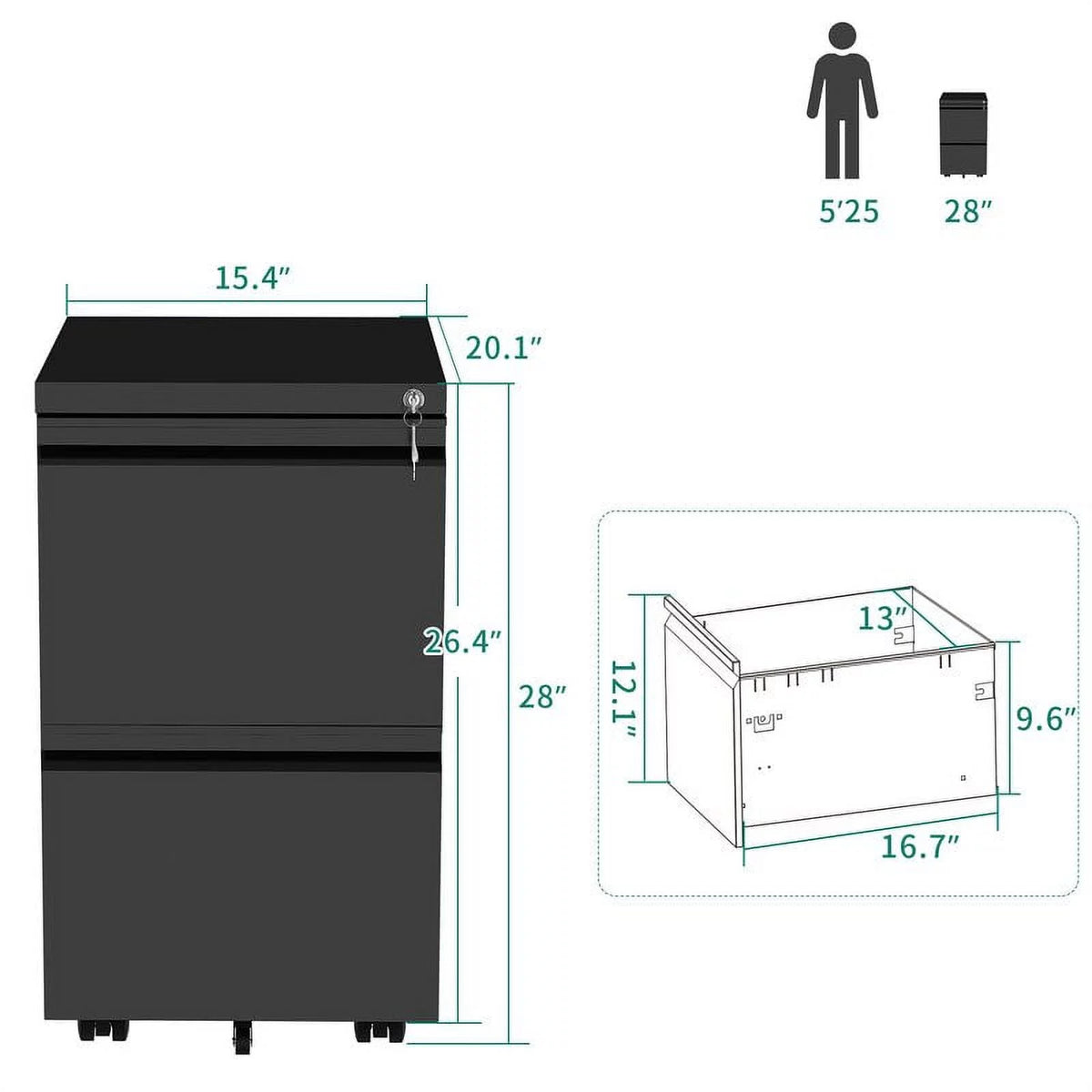 2-Drawer Locking Steel File Cabinet T37866