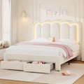 Beige Velvet Twin Upholstered Platform Bed with Storage Drawer Y7404