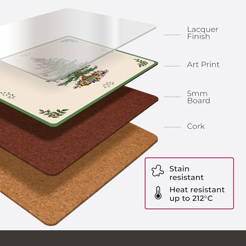 Christmas Tree Placemats & Coasters Set Cork Back K208469