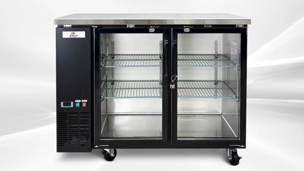 Black Glass Door Back Bar Refrigerator Beer Cooler with LED Lighting I711157