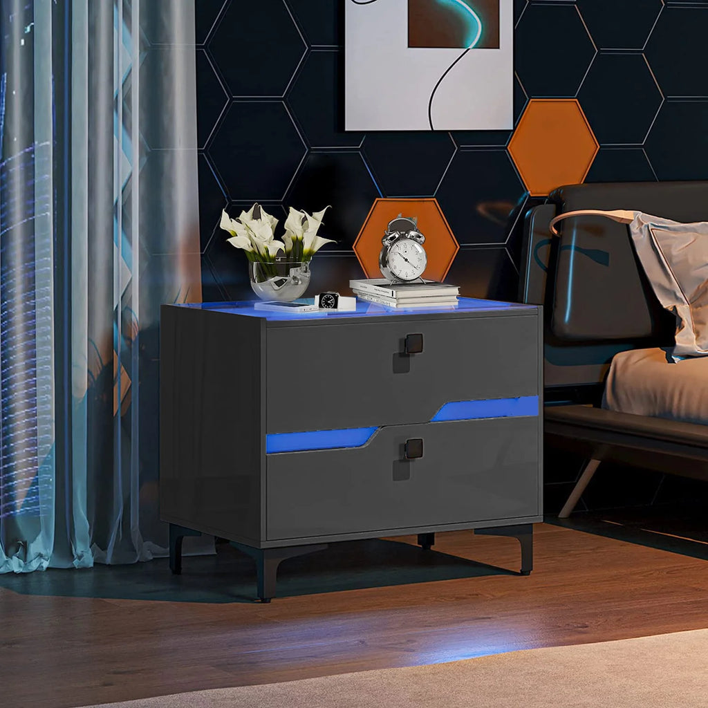 Modern Wood Bedside Table with 2 Drawers T613