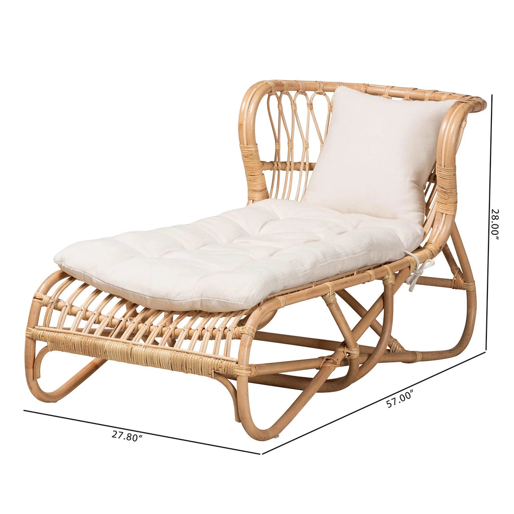 Natural Brown Rattan Chaise V3125