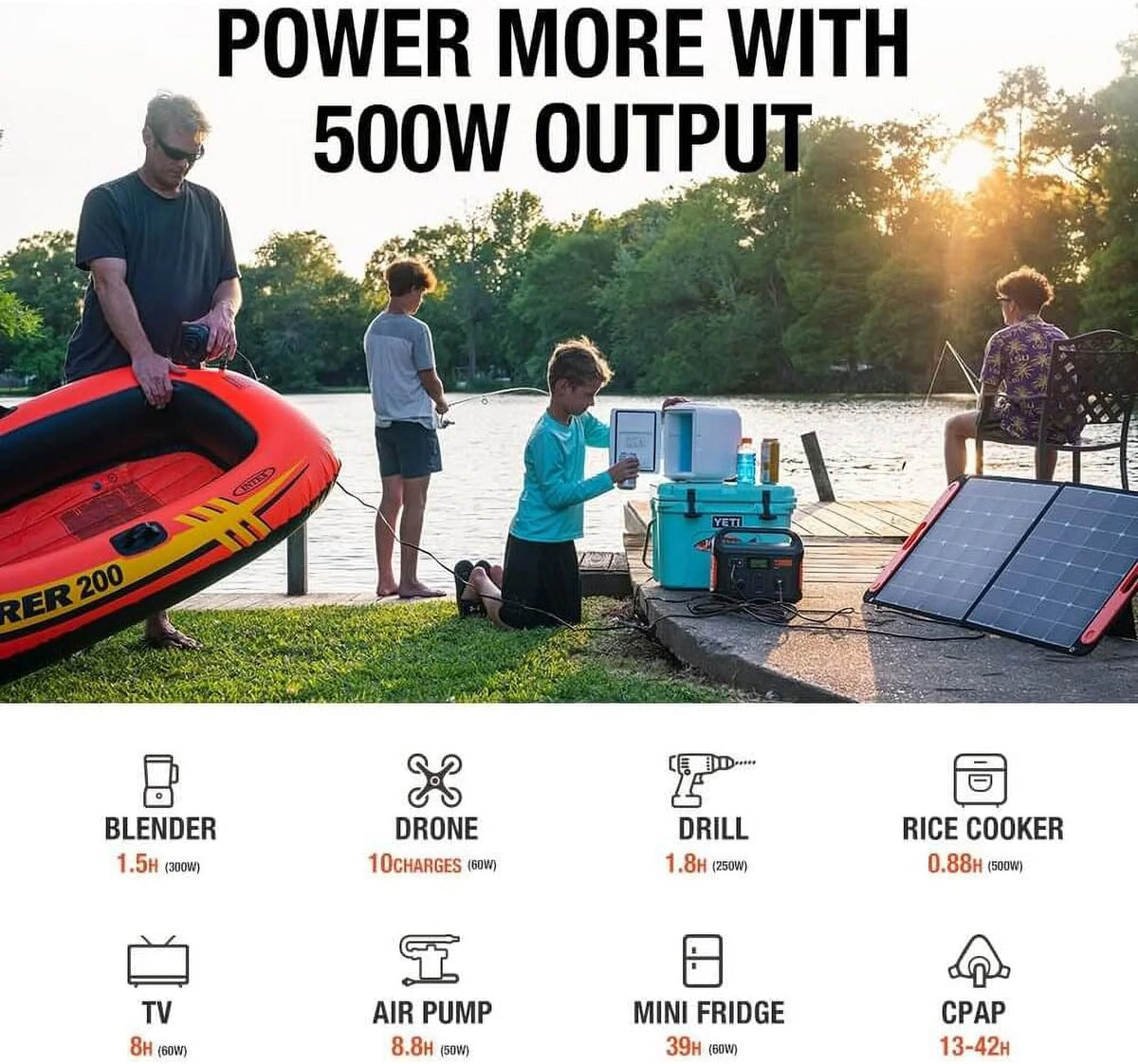 Portable Power Station 550 Wh Lithium-ion Battery 500W Output E934621