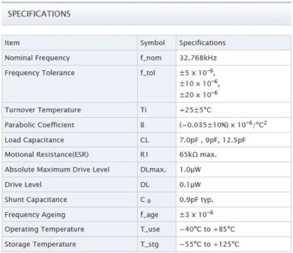 32.768KHZ 9pF Semi-Conductor W907
