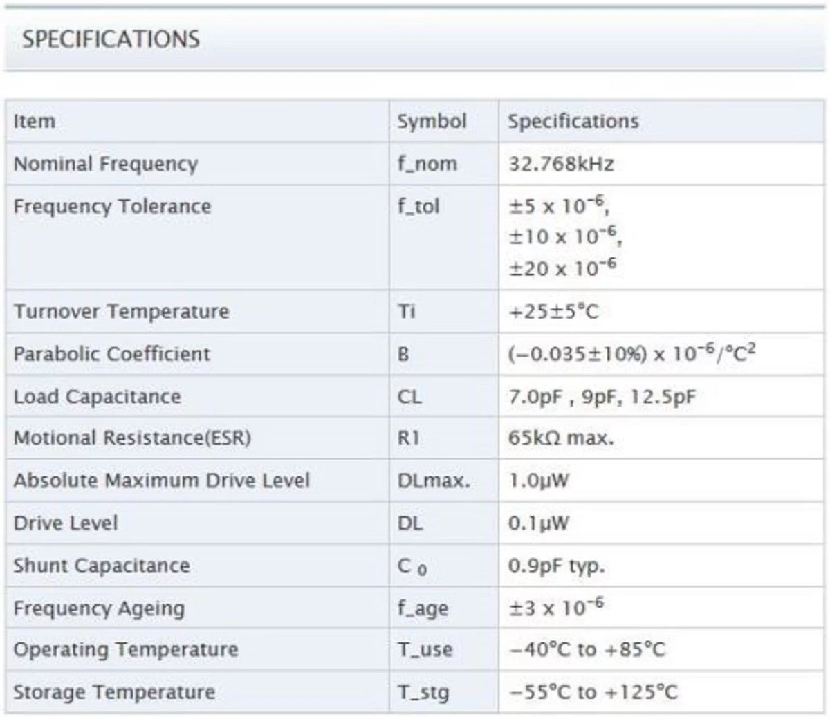 32.768KHZ 9pF Semi-Conductor W907