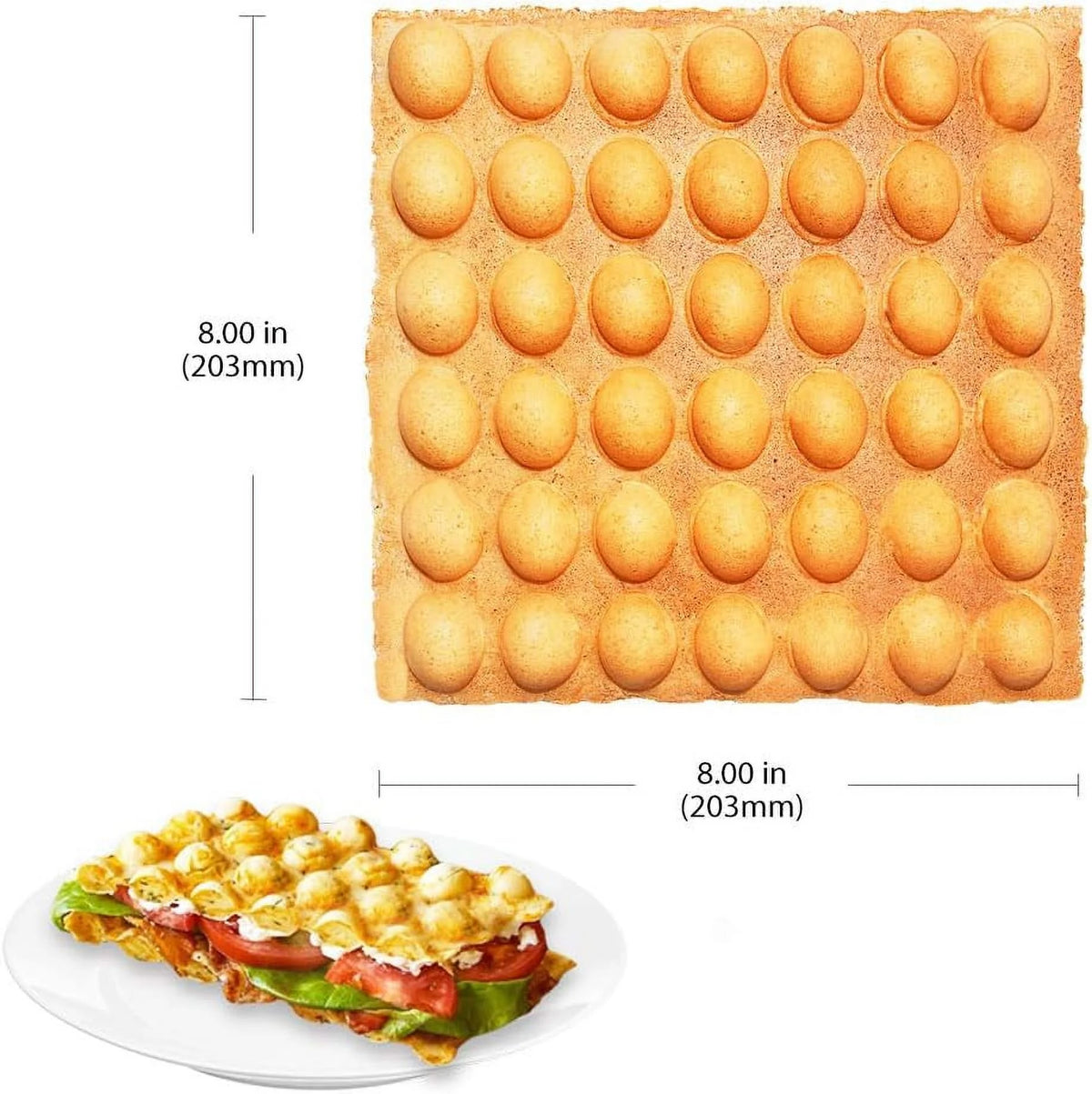 Rotating Square Nonstick Stainless Steel Bubble Waffle Maker M641