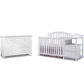 White Baby Crib with Changing Table and 6 Drawer Dresser Set H3200