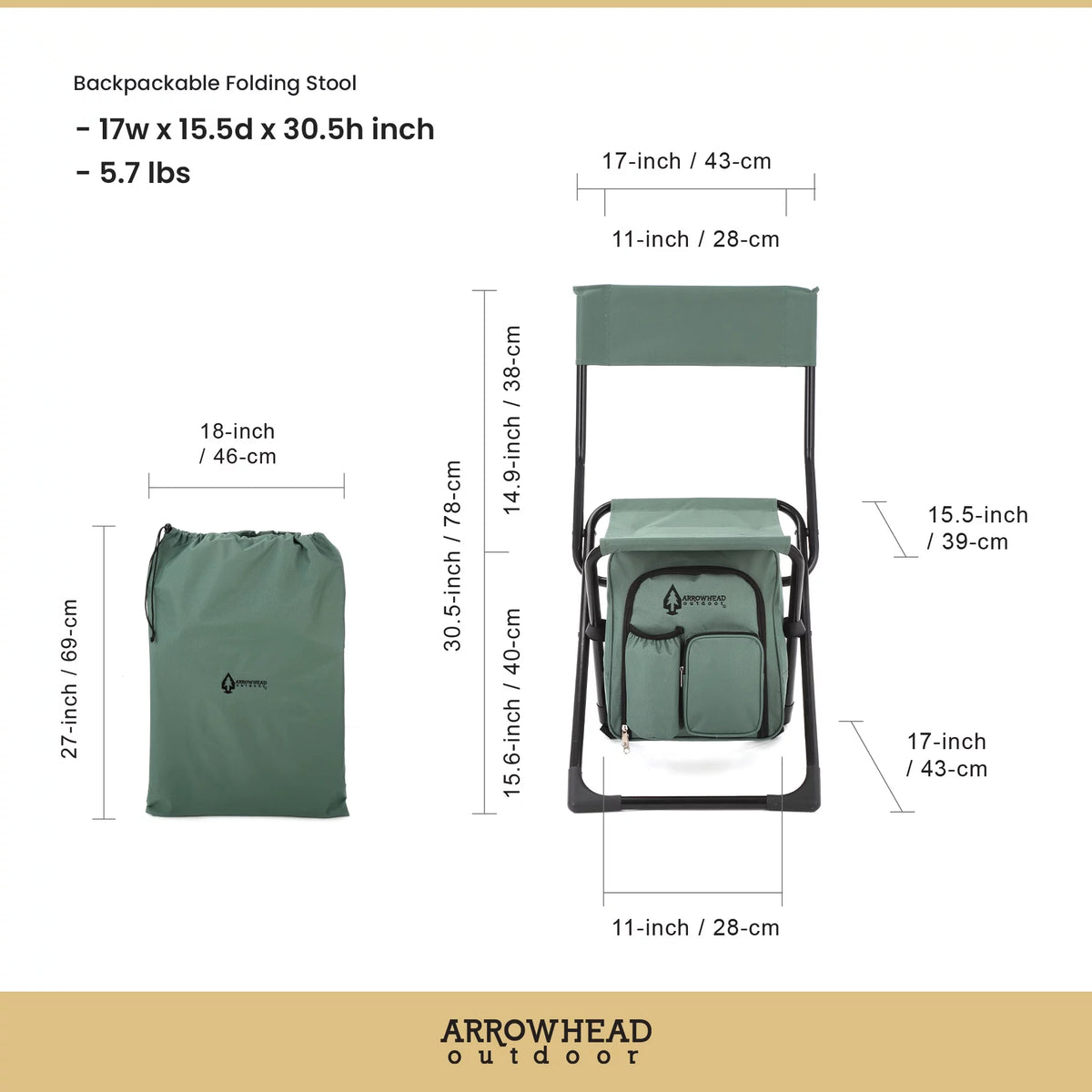 Compact 3-in-1 Fishing Chair with Cooler, Forest Green C219724