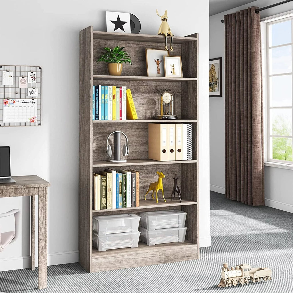 6-Tier Grey Wood Bookcase M684856