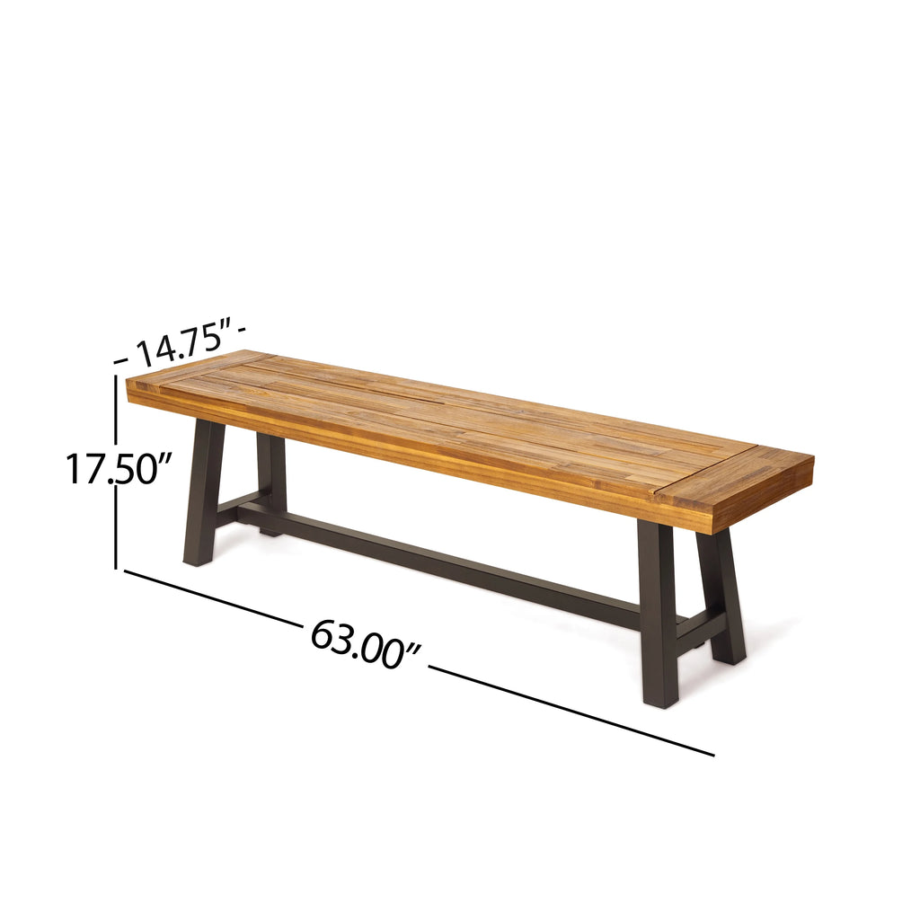Acacia Wood Outdoor Benches Set of 2 X666858