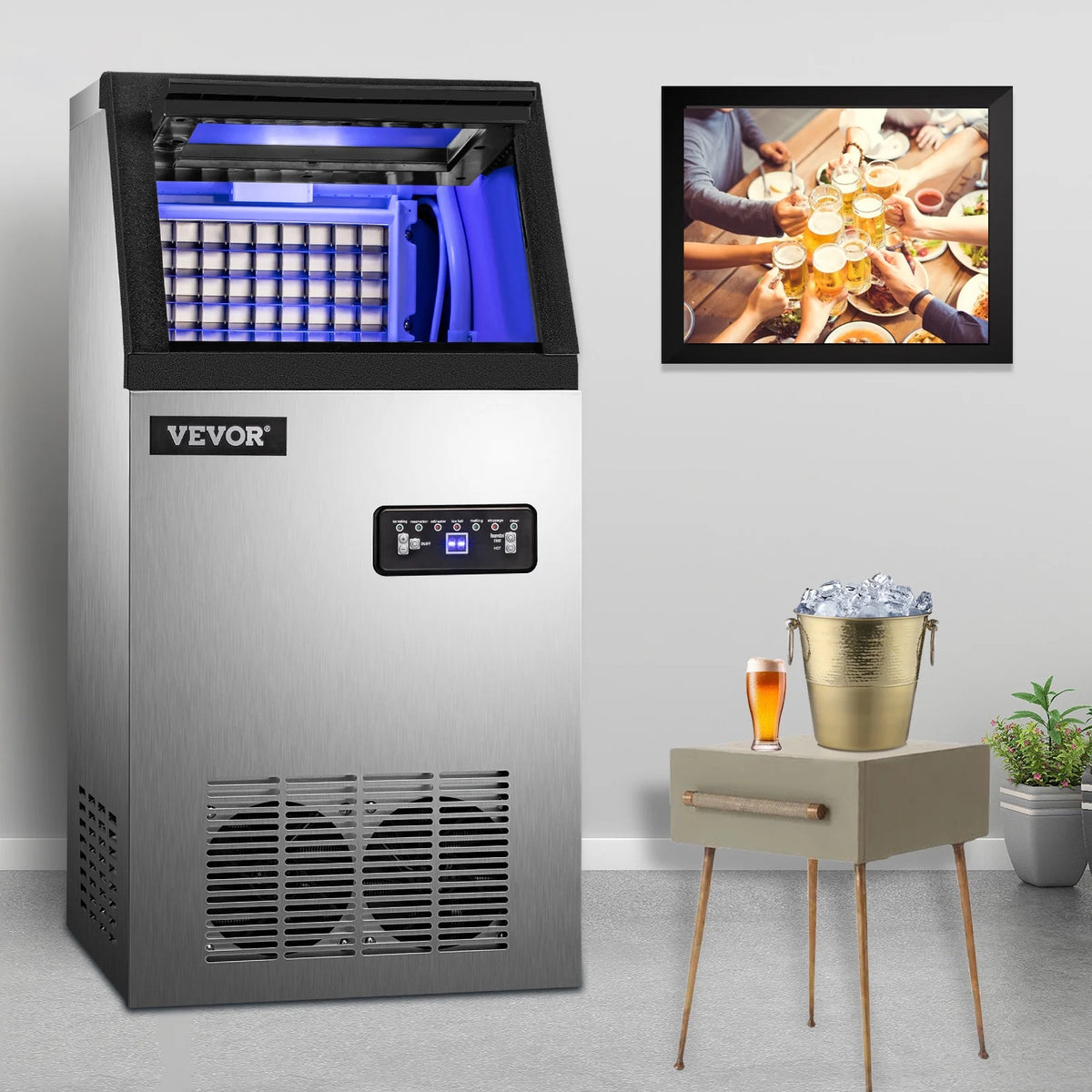 Commercial Ice Maker 90lbs/24h 22 lbs Storage F3939
