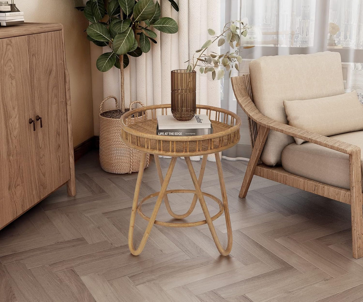 Rattan Tray Top End Table J582