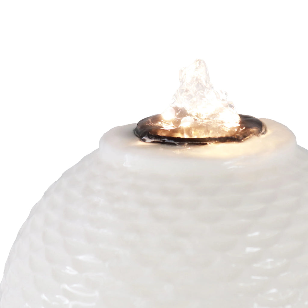 Patterned Sphere Indoor Water Fountain with Lights U5012