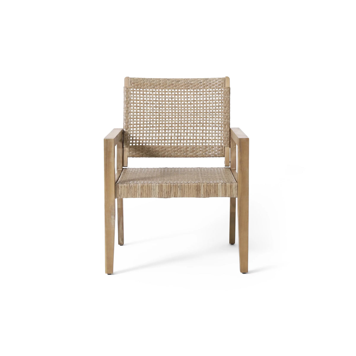 Wicker and Acacia Wood Outdoor Club Chairs, Set of 2 P782