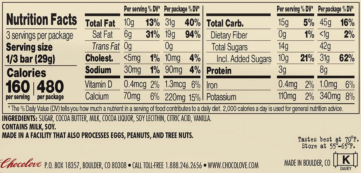 Chocolate 34% Cacao 3.2oz Bar 12 Pack I4921