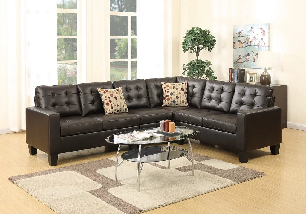 Espresso 4pcs Bonded Leather Sectional Sofa W275