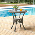 30 in. All-Weather Wicker Bistro Dining Table with Glass Top T9930