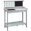 Light Gray Wooden Potting Bench Table with Sink and Drawer E1671