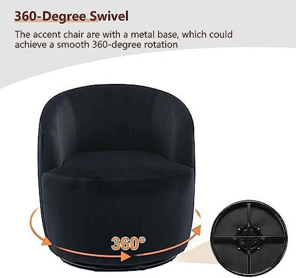 Black Velvet Swivel Barrel Accent Chairs Set of 2 W82801