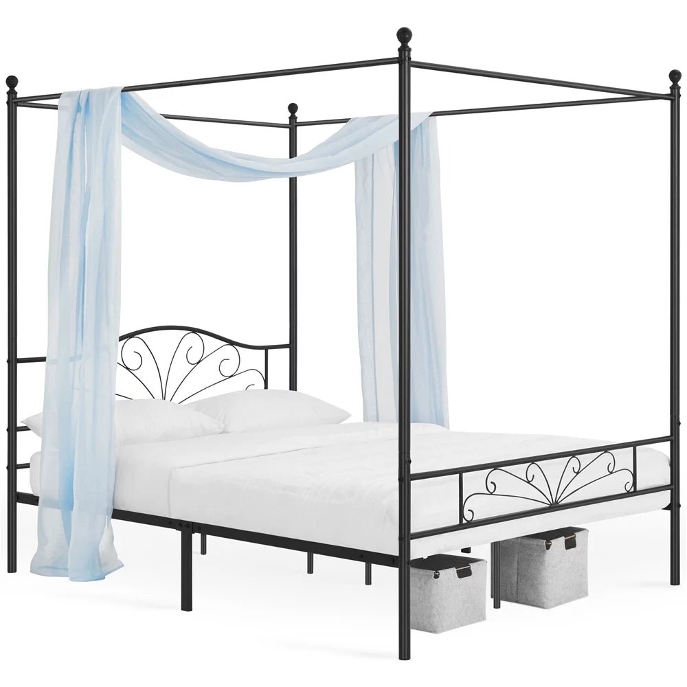 Black Queen Canopied Platform Bed C487544