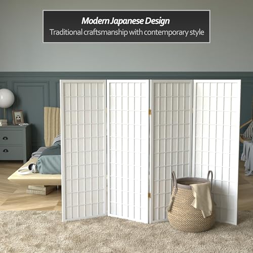 White 3 Panels 4 ft. Short Window Pane Shoji Screen U732