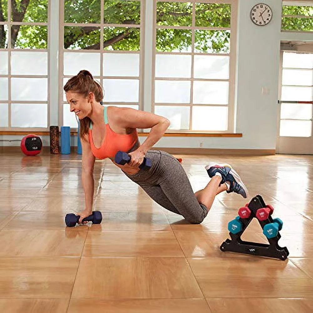 74 lb Dumbbell Set with Steel Stand F971