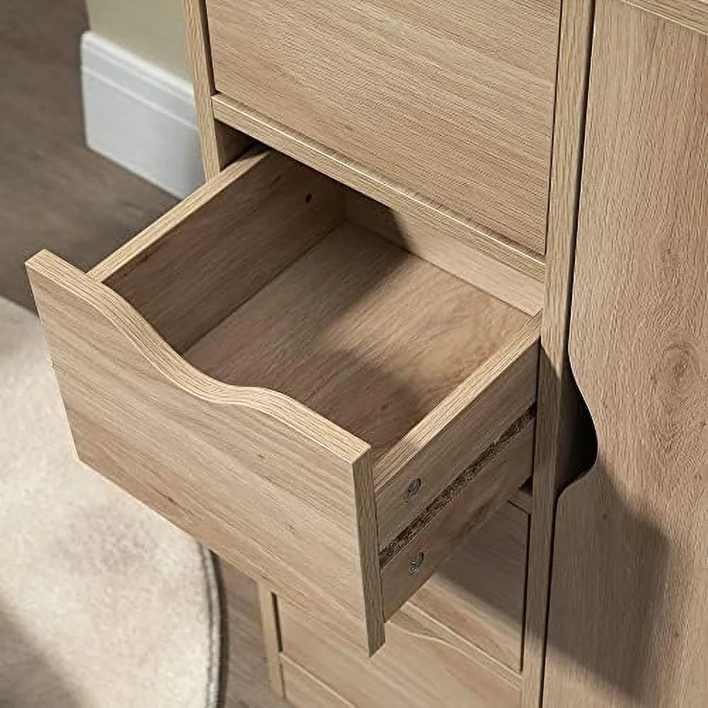 Oak 4 Drawer Bathroom Floor Cabinet I1977