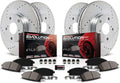 Front and Rear Carbon Fiber Brake Pads with Drilled & Slotted Brake Rotors Kit M9795