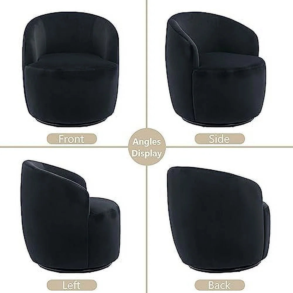 Black Velvet Swivel Barrel Accent Chairs Set of 2 W82801