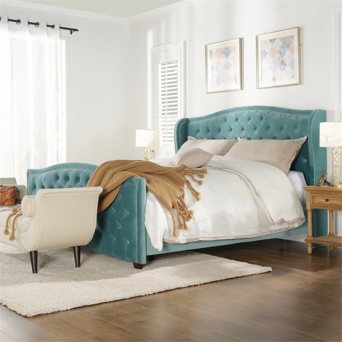 King Size Tufted Wingback Bed D477972