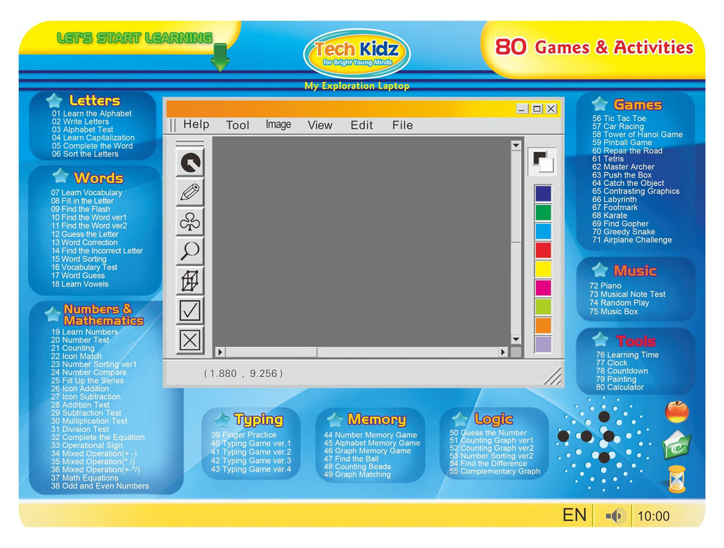 Blue Educational Interactive Toy Computer with 80 Games and LCD Screen G241