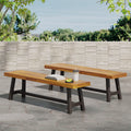 Acacia Wood Outdoor Benches Set of 2 X666858