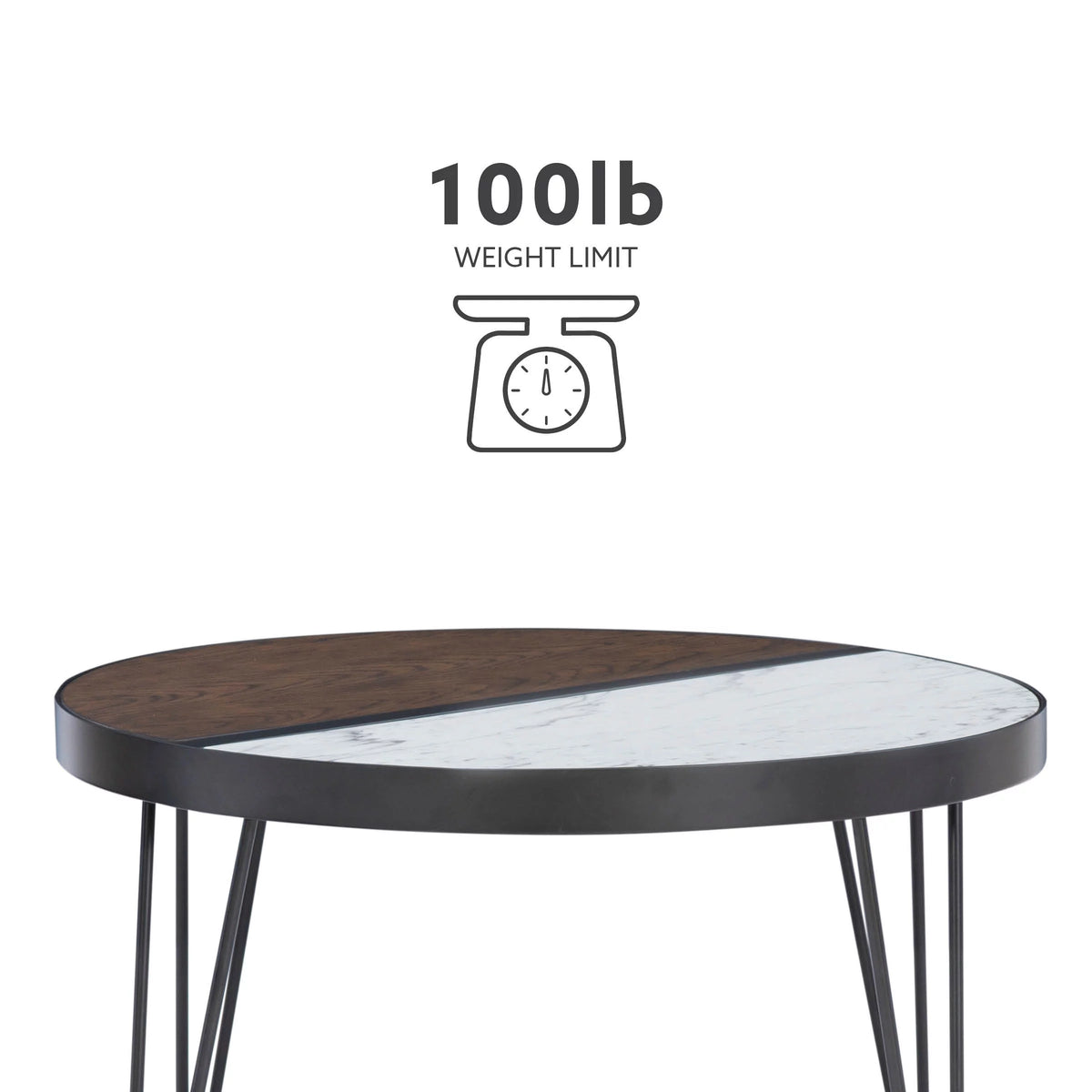 Round Mid-Century Coffee Table with Hairpin Legs, Walnut Y92475