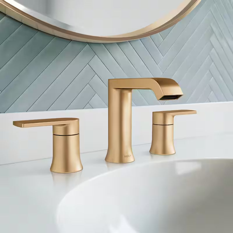 8 in. Widespread Double Handle Bathroom Faucet in Bronzed Gold B8551