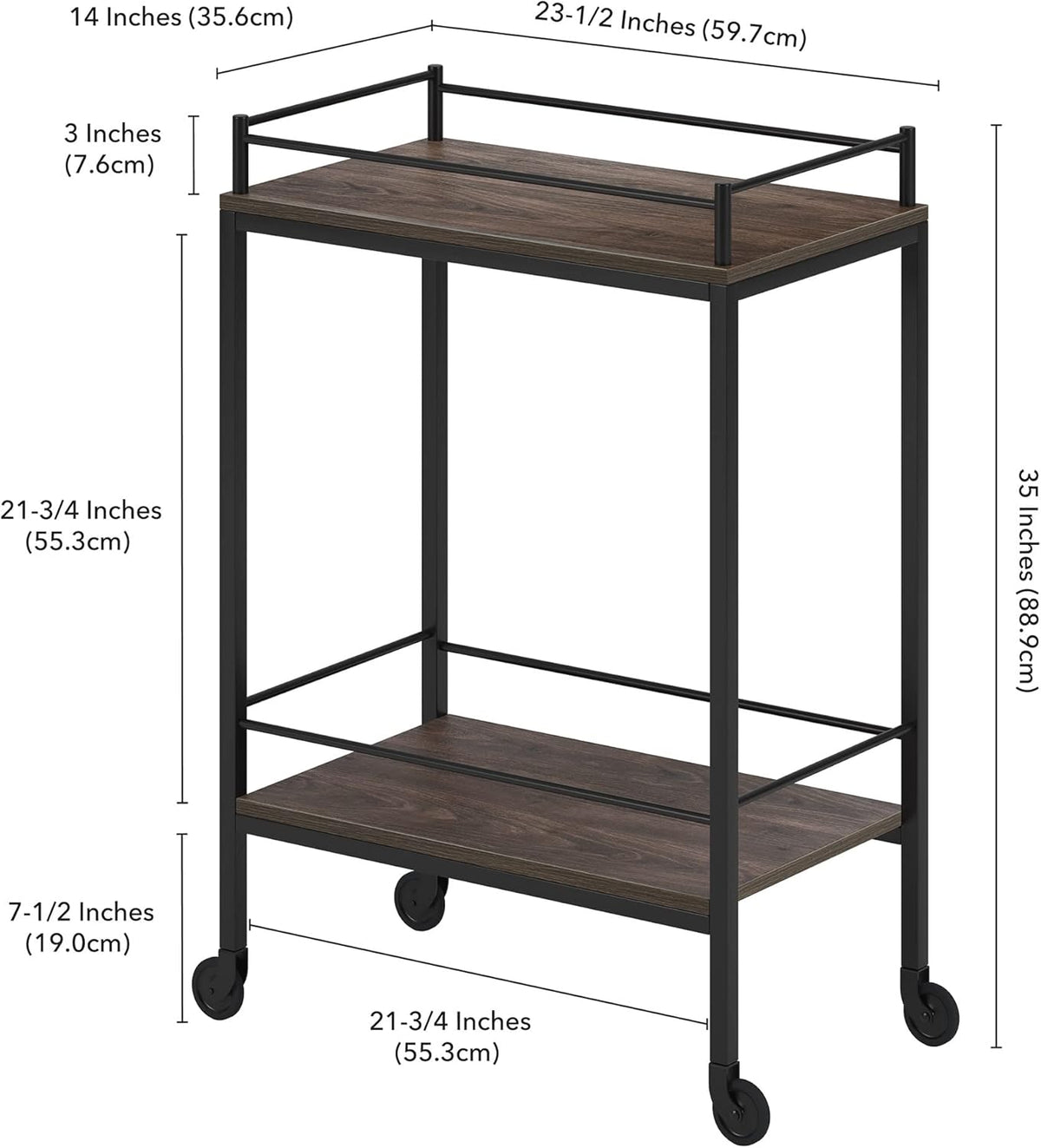23.5'' Wide Rectangular Bar Cart V79027
