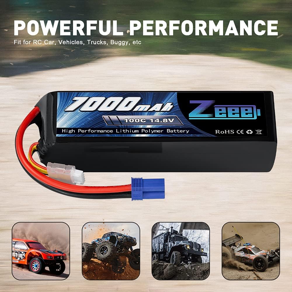 14.8V 4S 100C 7000mAh Lipo Battery with EC5 Connector 2 Pack B851862