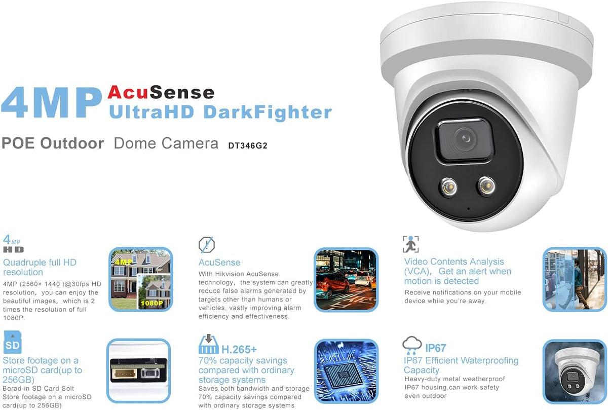 4MP POE IP Camera Built-in Microphone IP67 Waterproof A2489