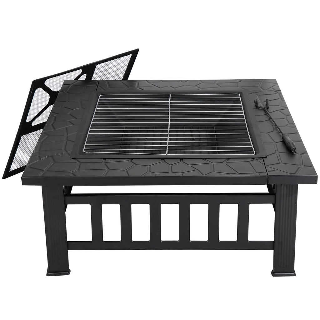 32 Outdoor Wood Burning Fire Pit Square Metal Stove B769