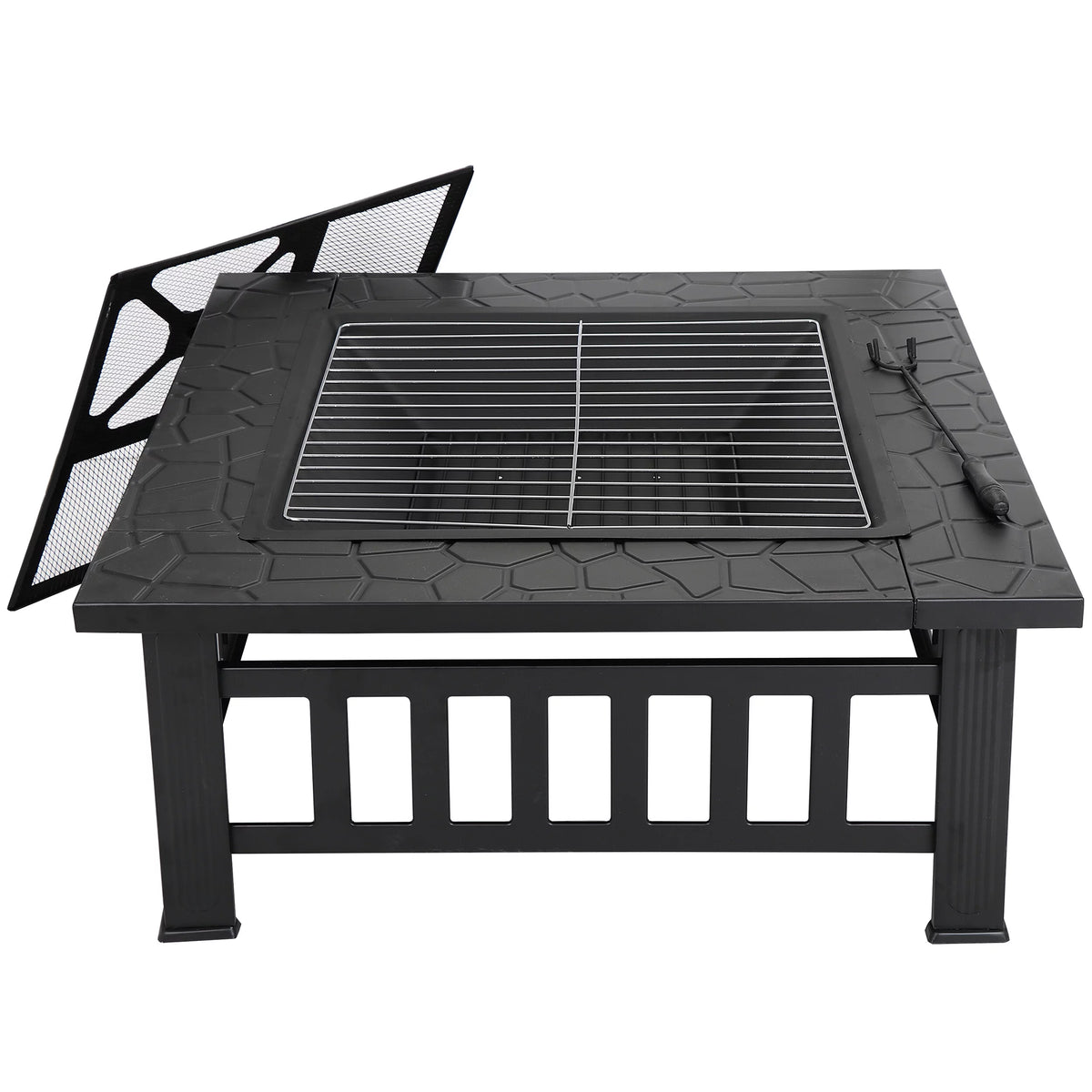 32 Outdoor Wood Burning Fire Pit Square Metal Stove B769