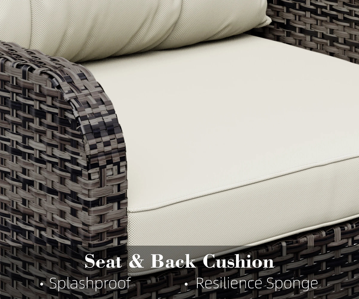 4-Piece Outdoor Rattan Wicker Sofa Set with Cushions & Coffee Table H583629