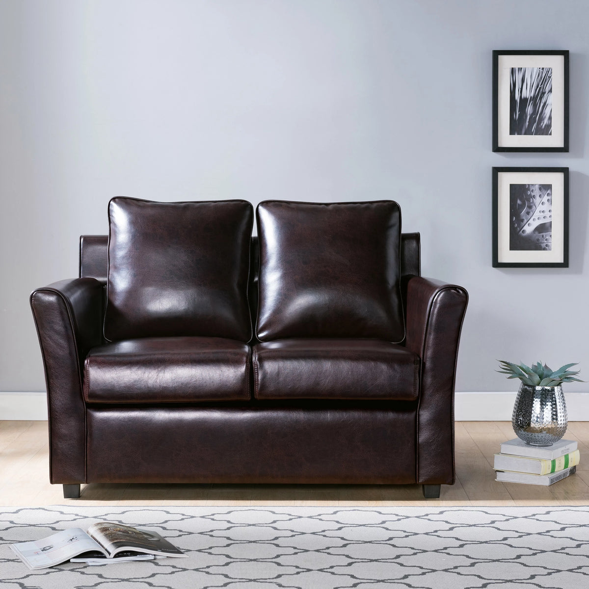 Dark Grey Faux Leather Loveseat X5673